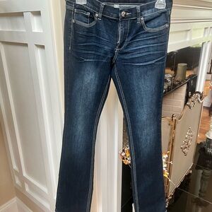 Dark Blue Women's Jeans with pocket embellishments